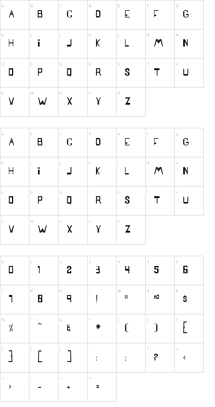 Character Map Mattress Font