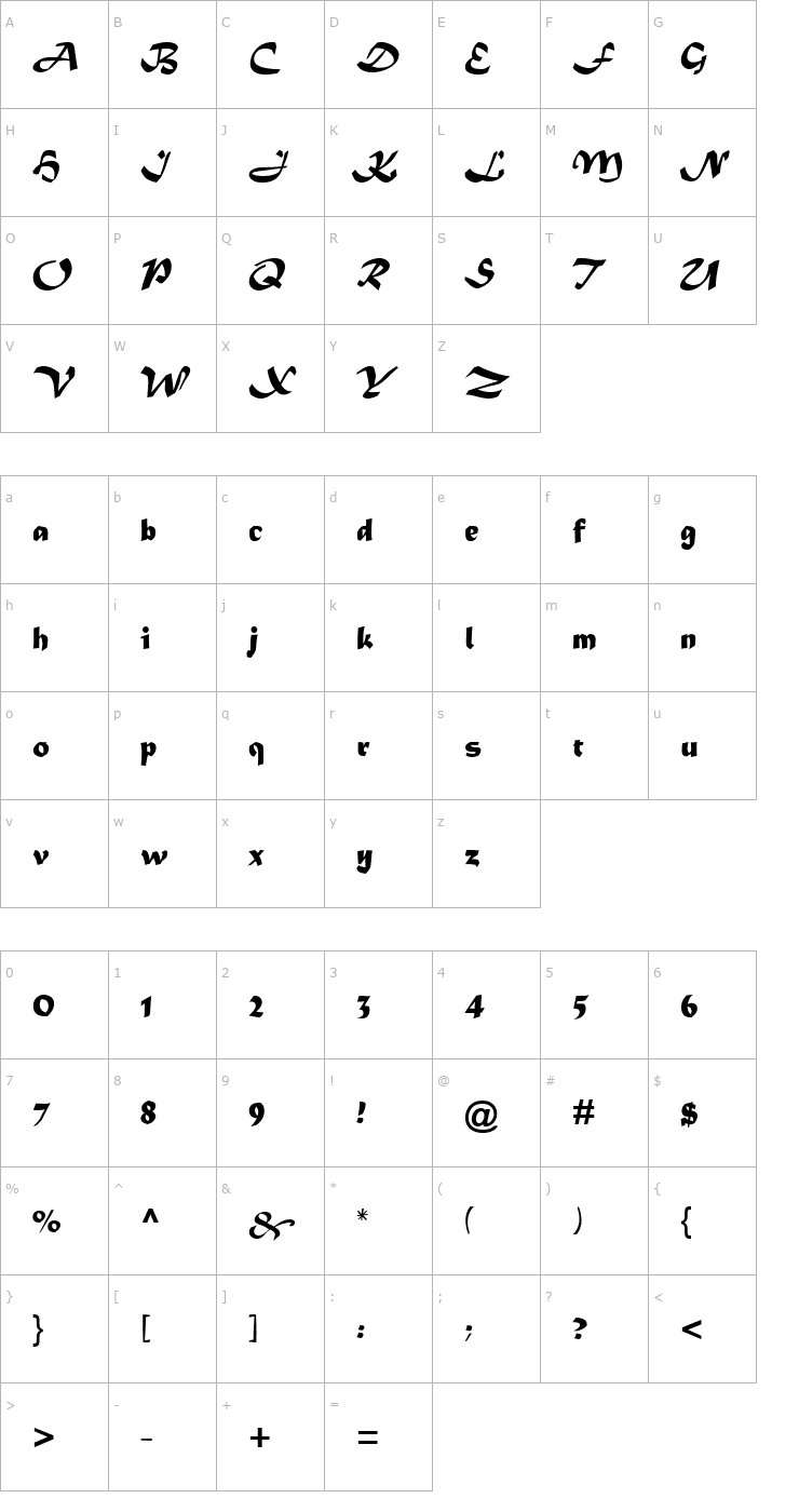 Character Map Matturra Font