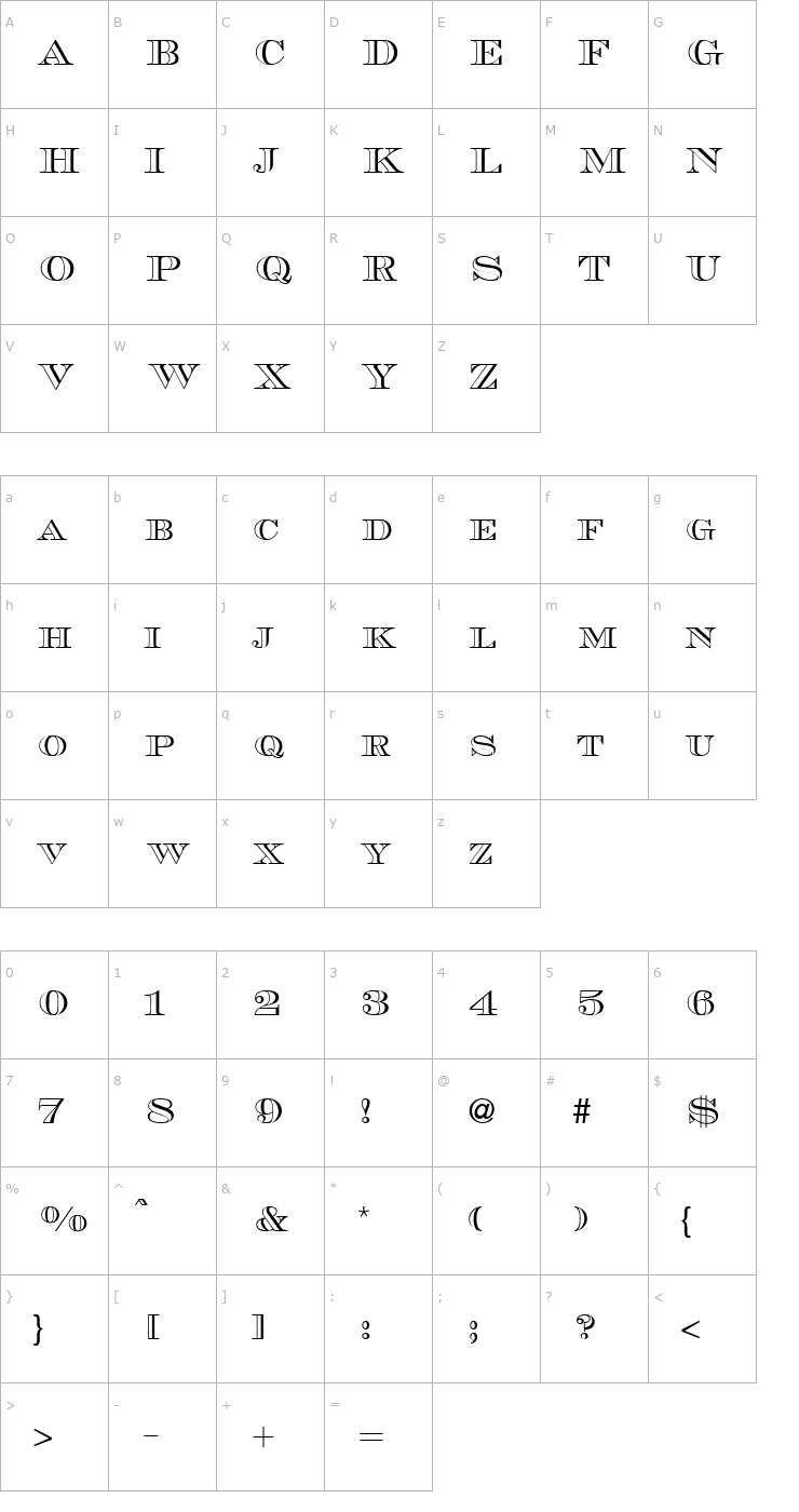 Character Map MauriceOutline-Regular Font