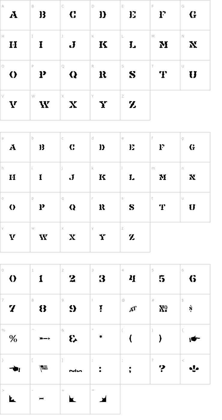 Character Map Maverick BE Font