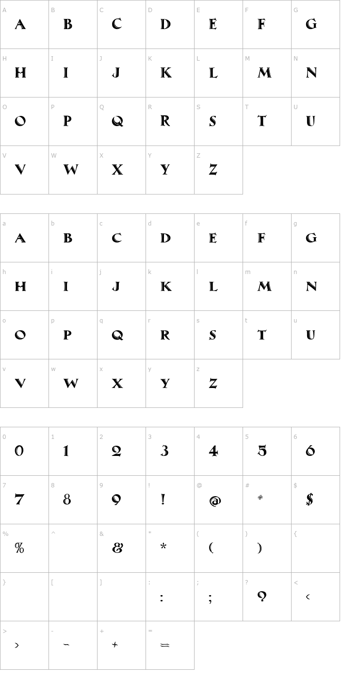 Character Map Maximilian Antiqua Font