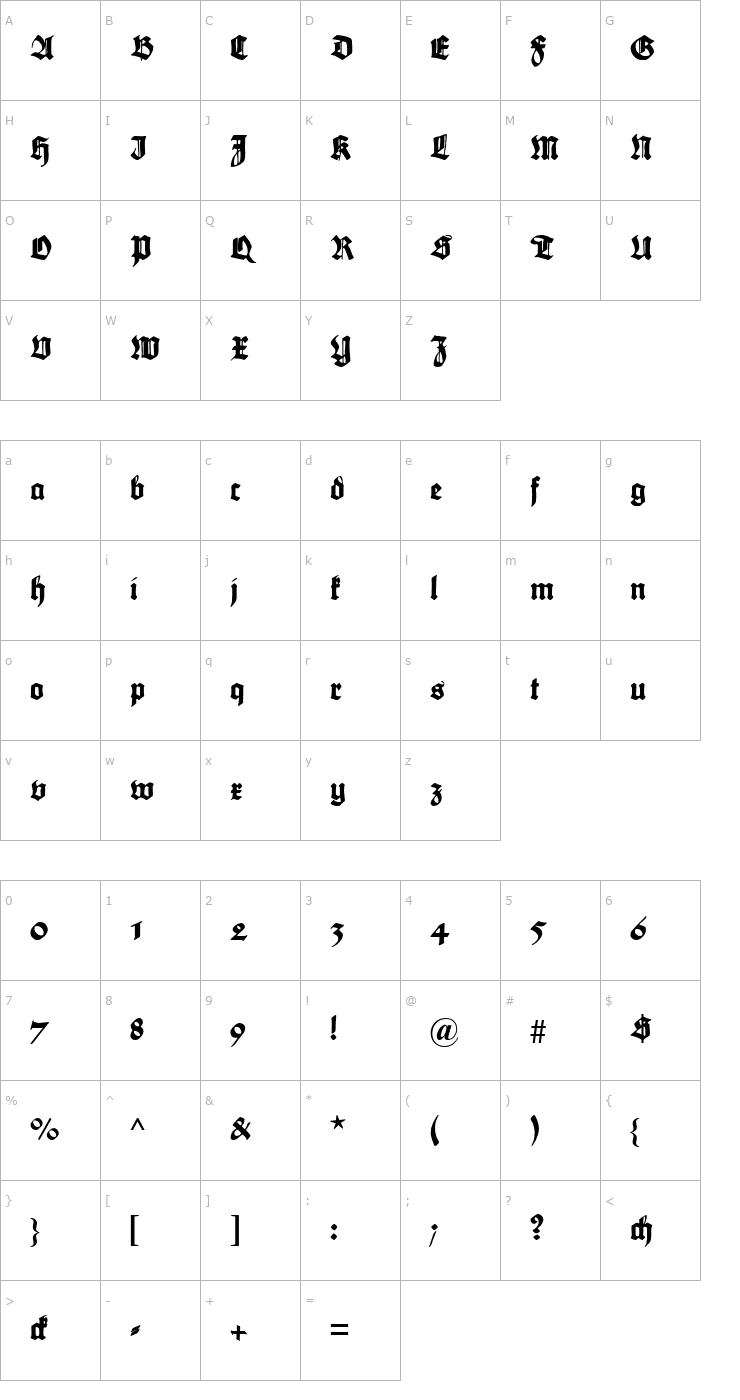 Character Map Maximilian Font