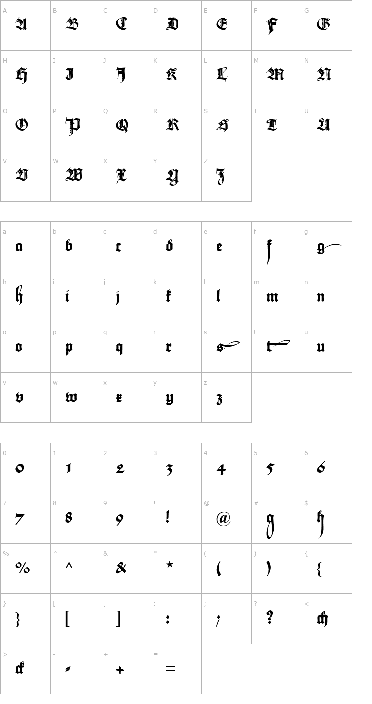 Character Map Maximilian Zier Font