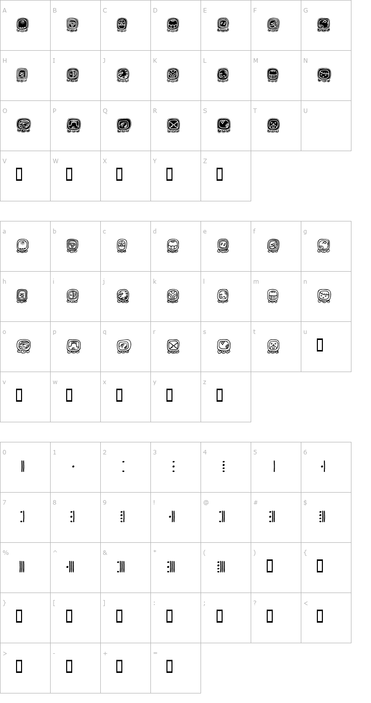 Character Map MayaDayNames Font
