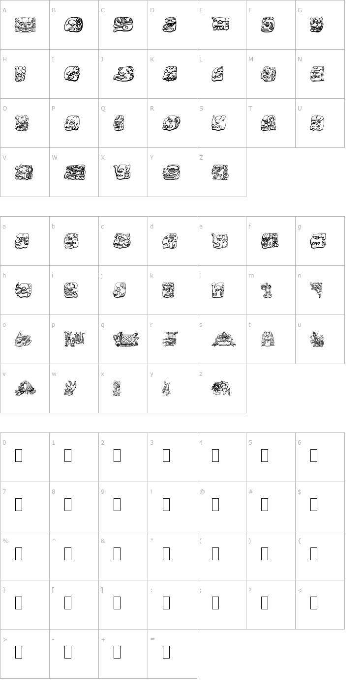 Character Map Mayan Font