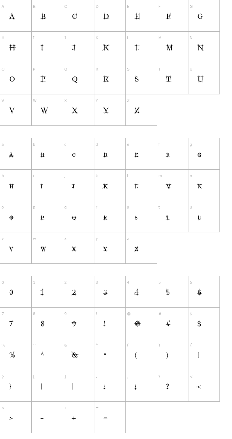 Character Map Maychurch-Regular Font