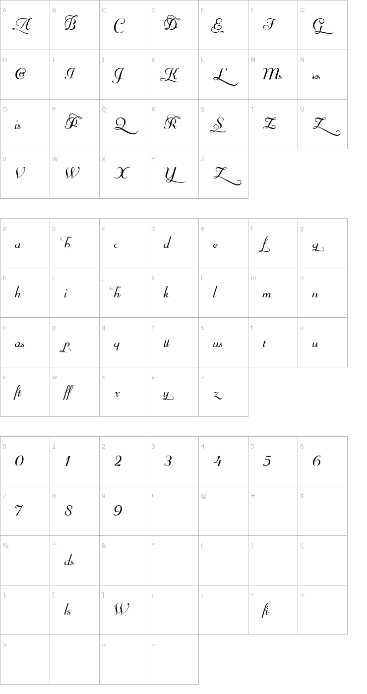Character Map Mayfair Alt Font