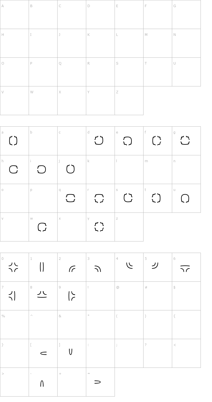 Character Map Maze Maker Cavern Level 1F Font