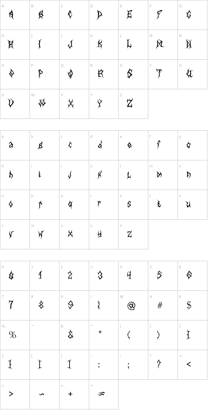 Character Map MB Arcane Font