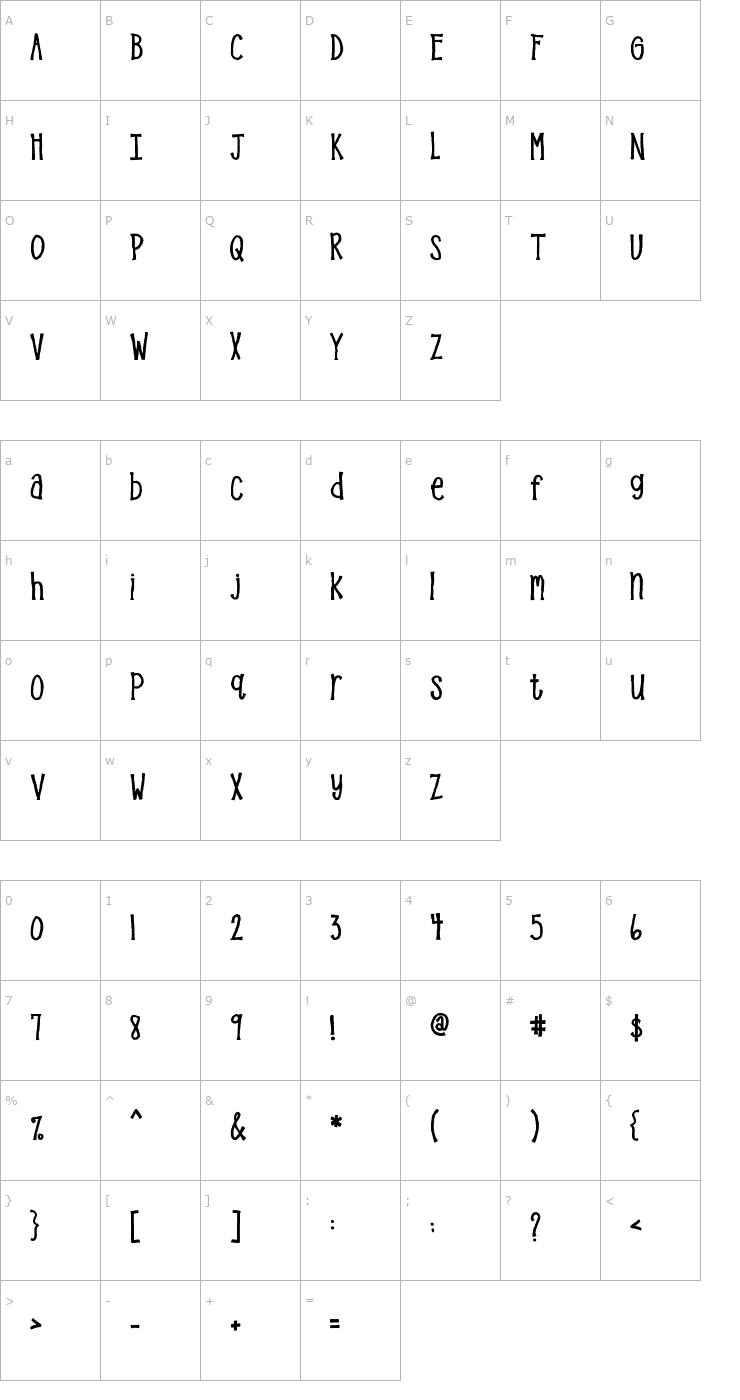 Character Map MB Gigglefest Font