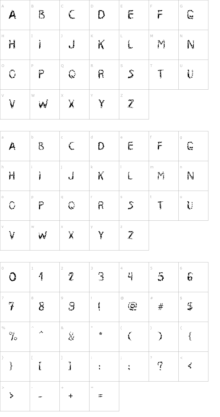 Character Map MB RustyIron Font