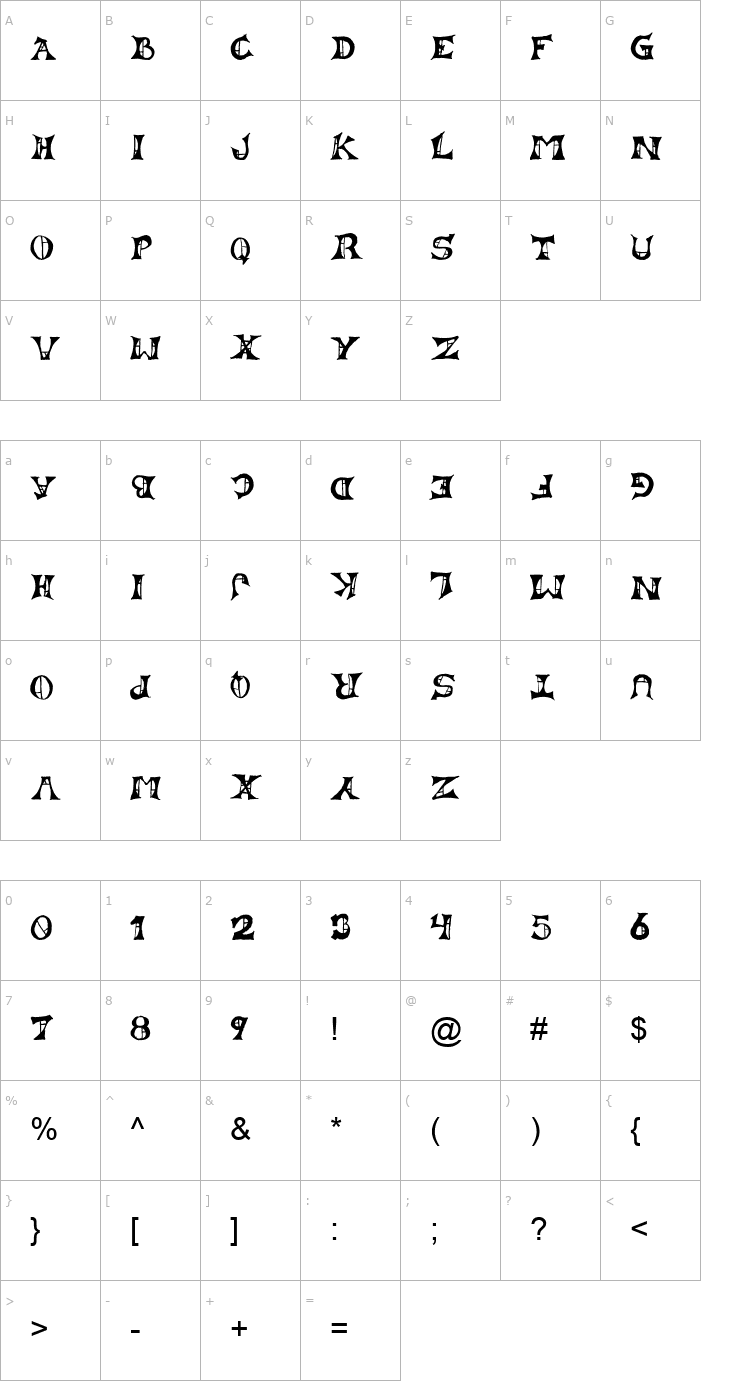 Character Map MB's Lestat Font