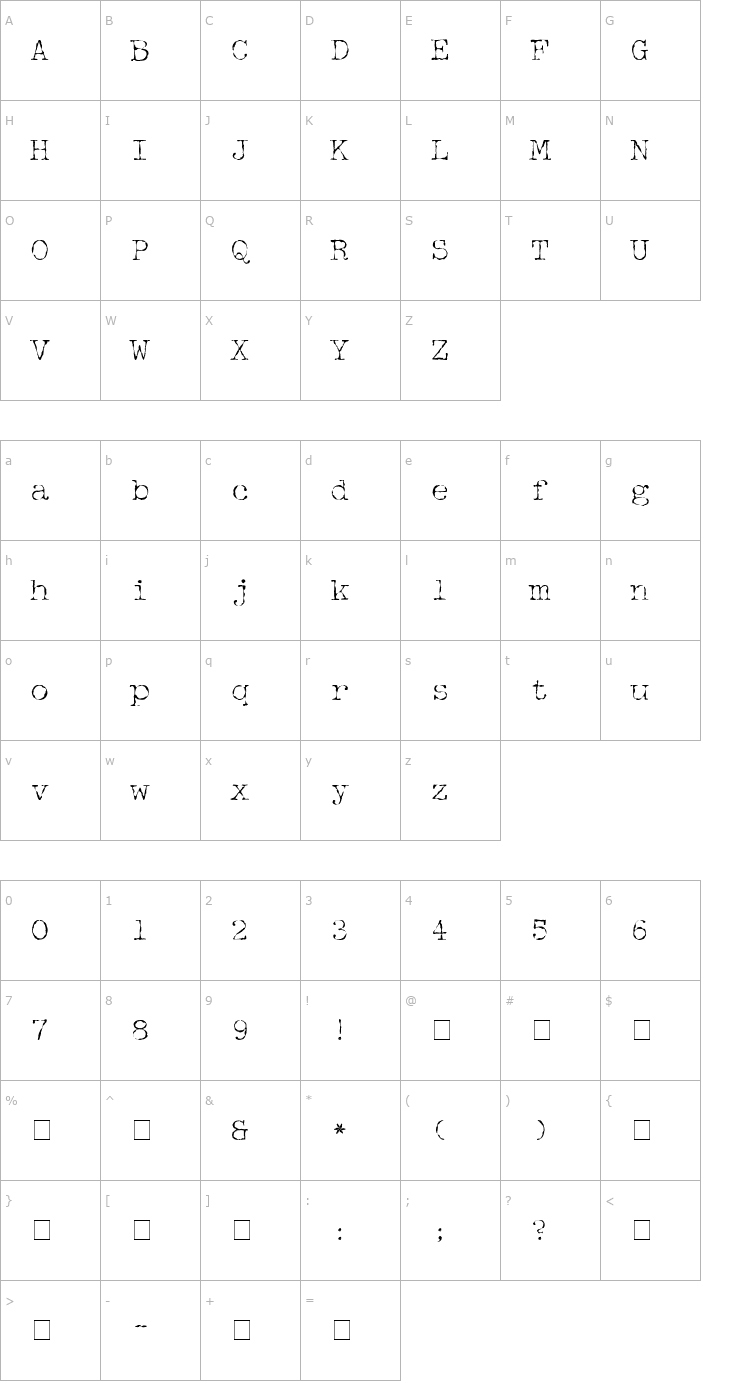 Character Map Mc Garey Fractured Font