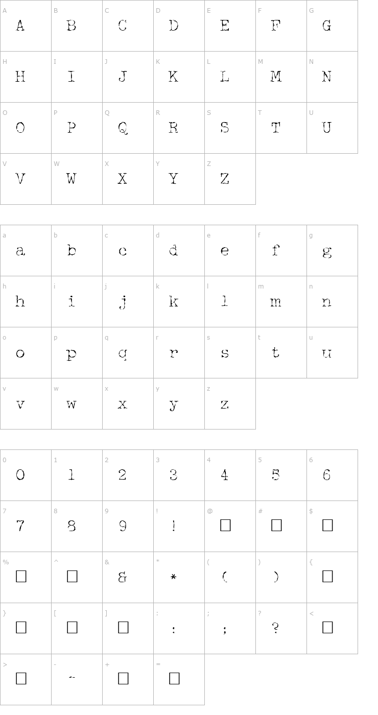 Character Map McGarey Regular Font