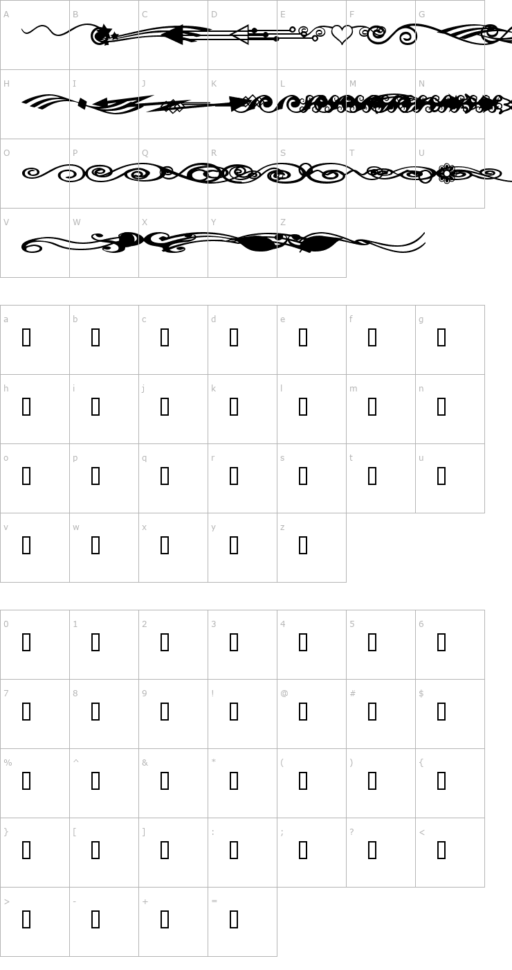 Character Map MDLavish Lines Font