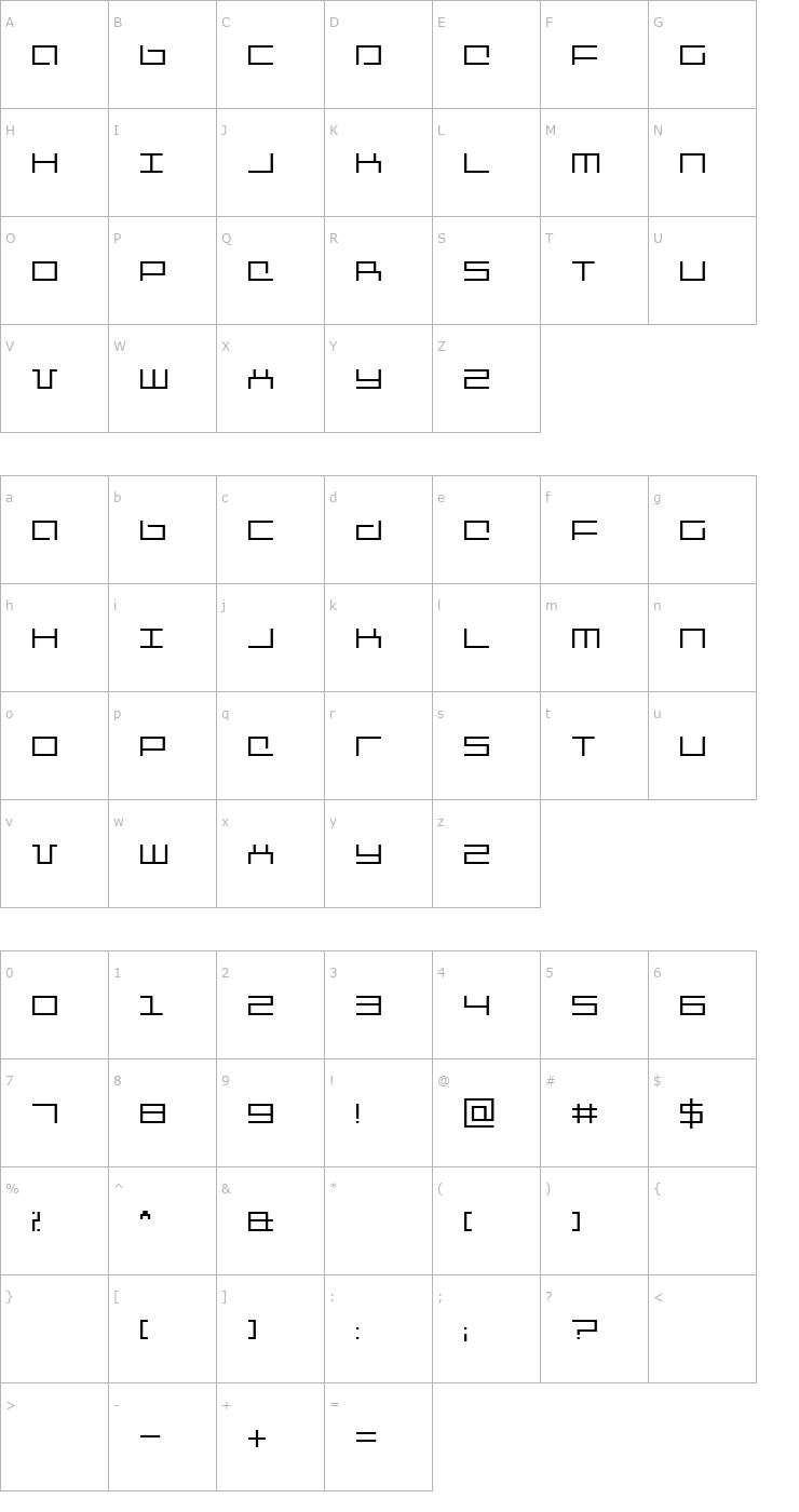 Character Map Mechanic Font