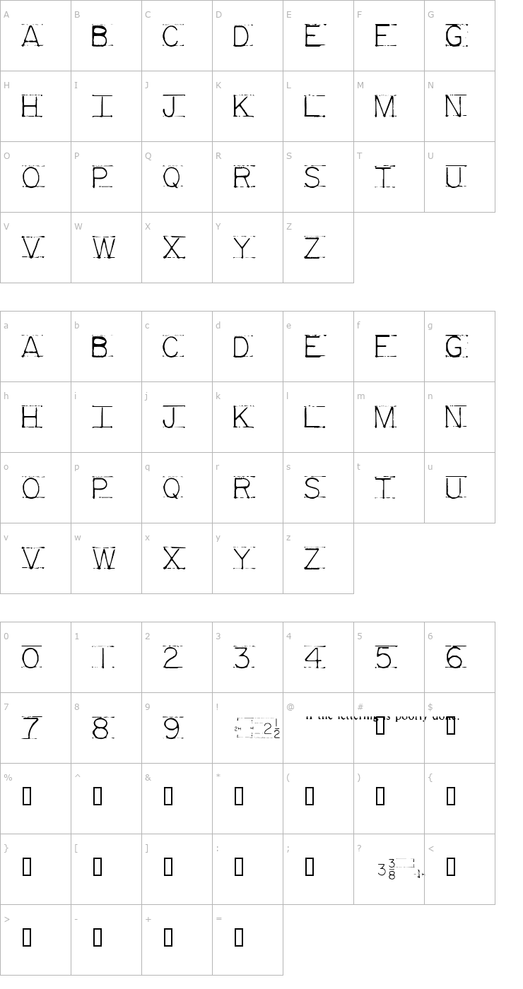 Character Map Mechanical Fun Font