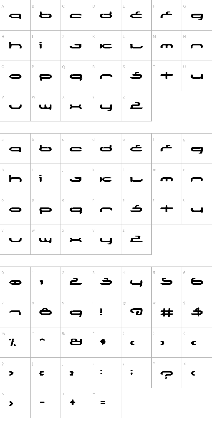 Character Map Mechoba Font