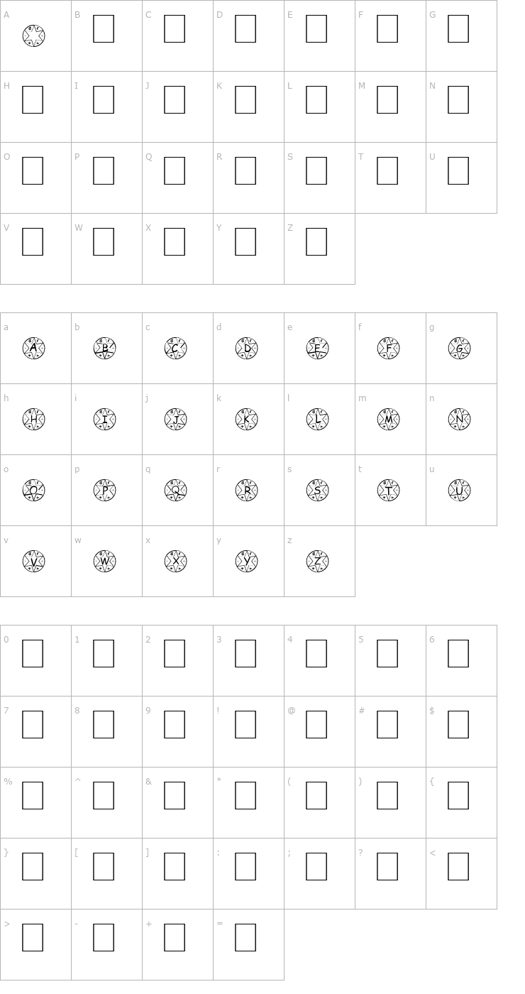 Character Map Medalho Font