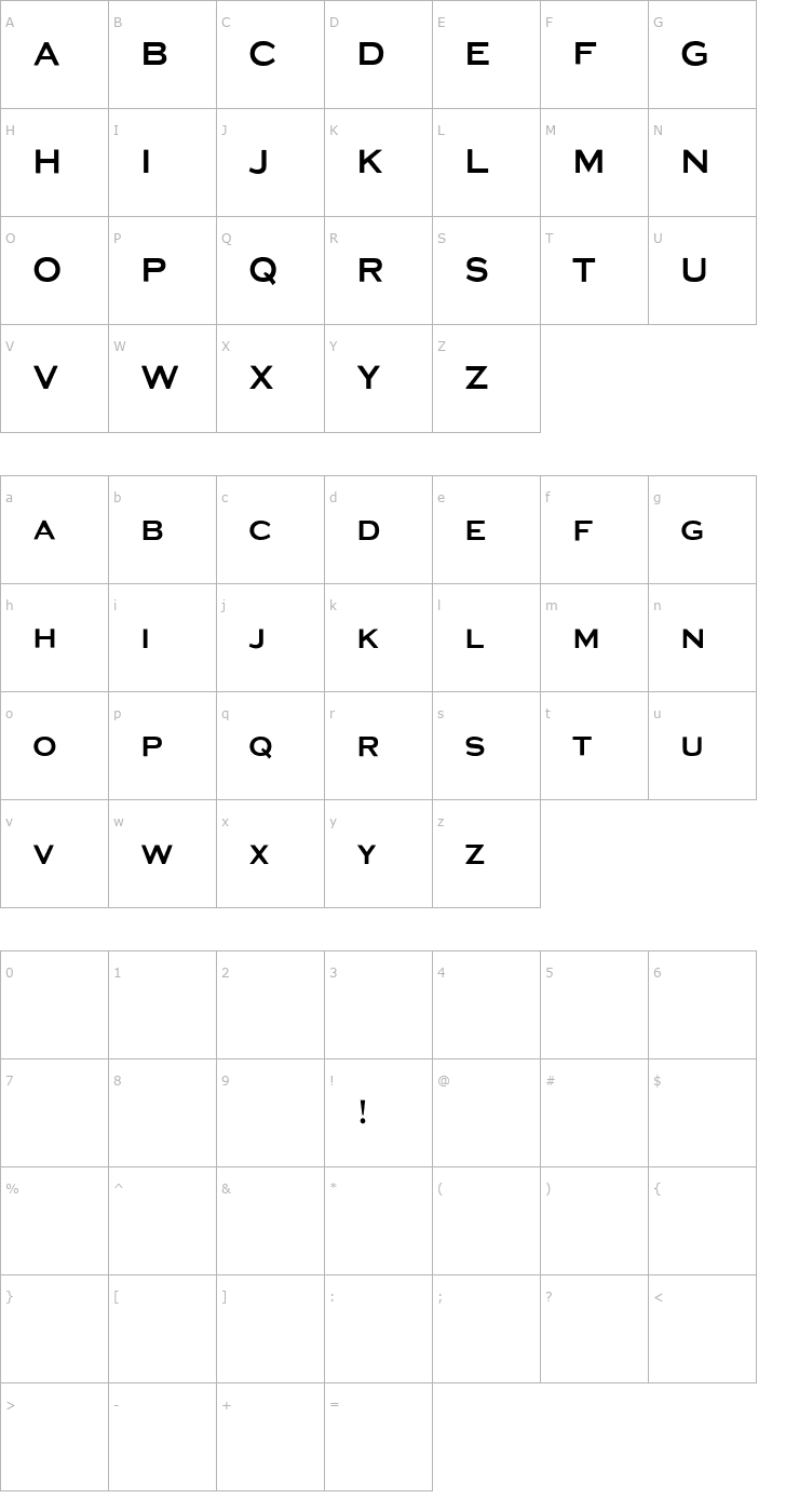 Character Map Media Gothic Font