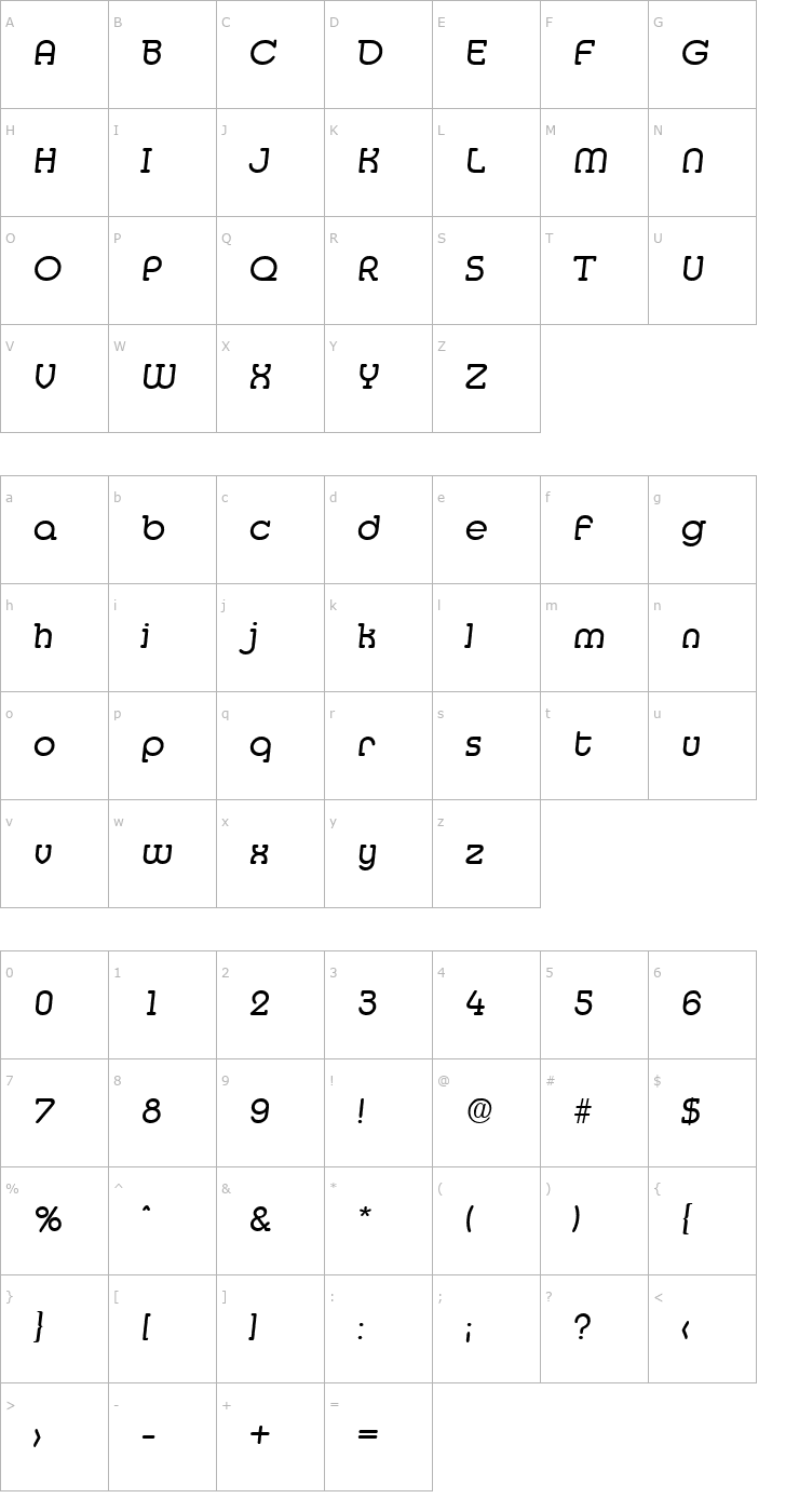 Character Map Media-RegularIta Font