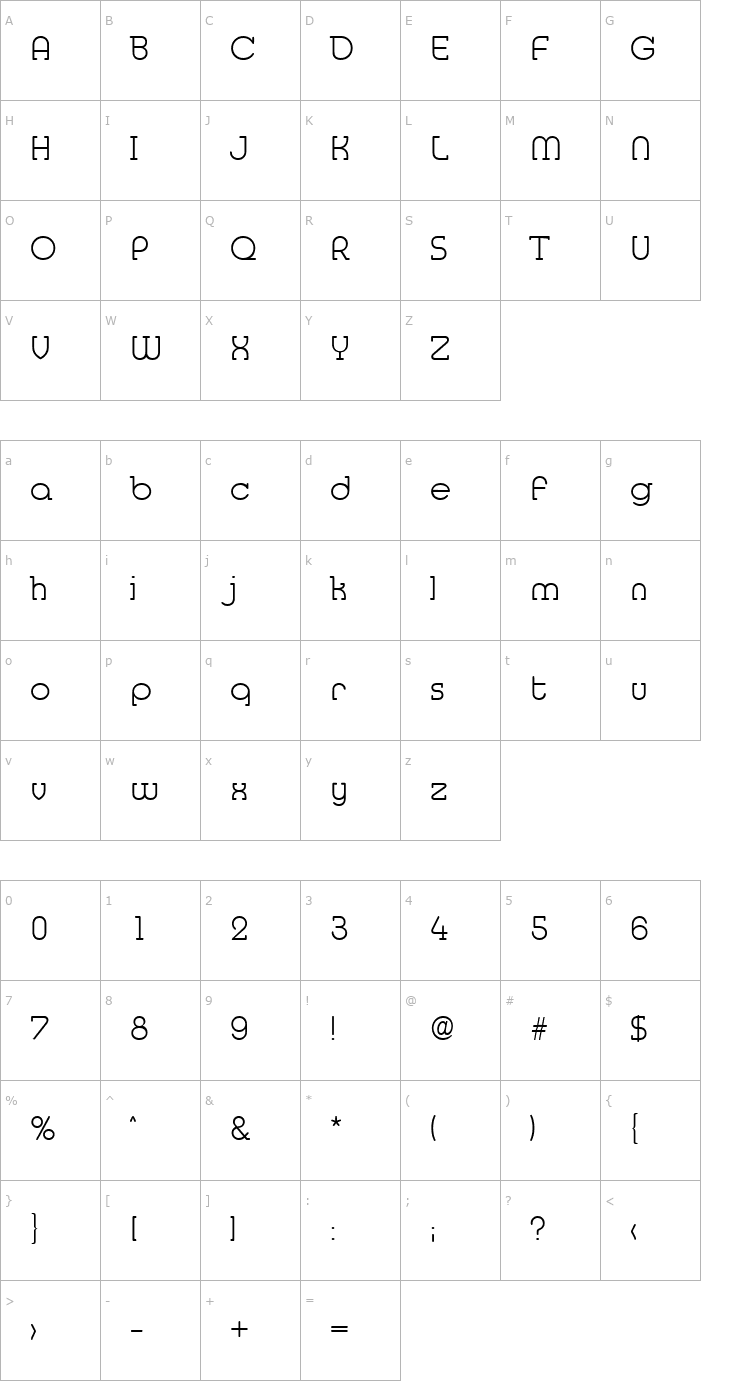 Character Map Media-Serial-ExtraLight-Regular Font