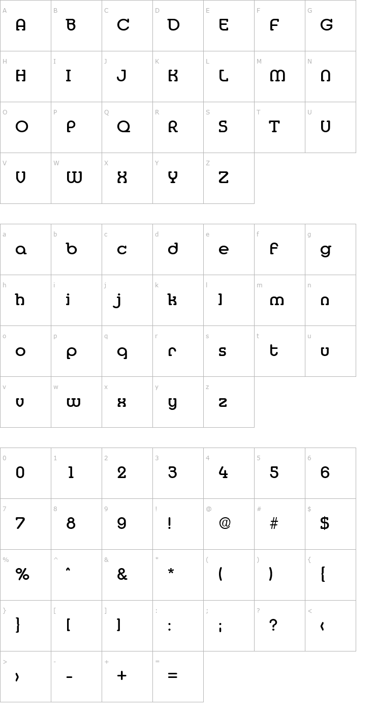 Character Map Media-Serial-Medium-Regular Font