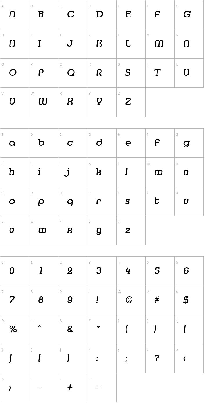 Character Map Media-Serial-Medium-RegularItalic Font