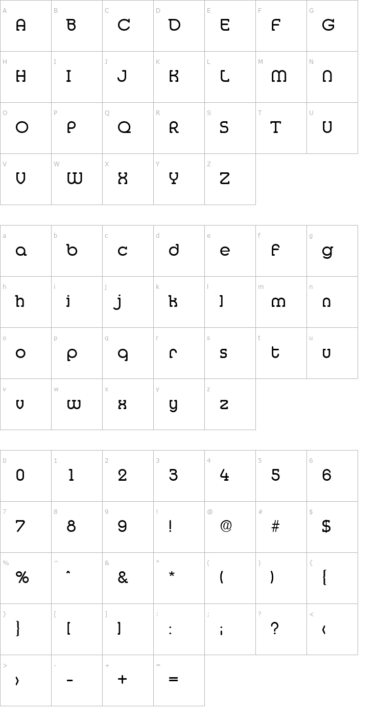 Character Map Media-Serial-Regular Font