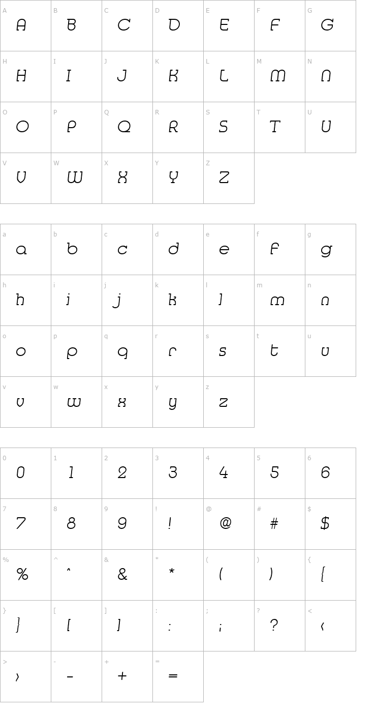 Character Map Media-XlightIta Font