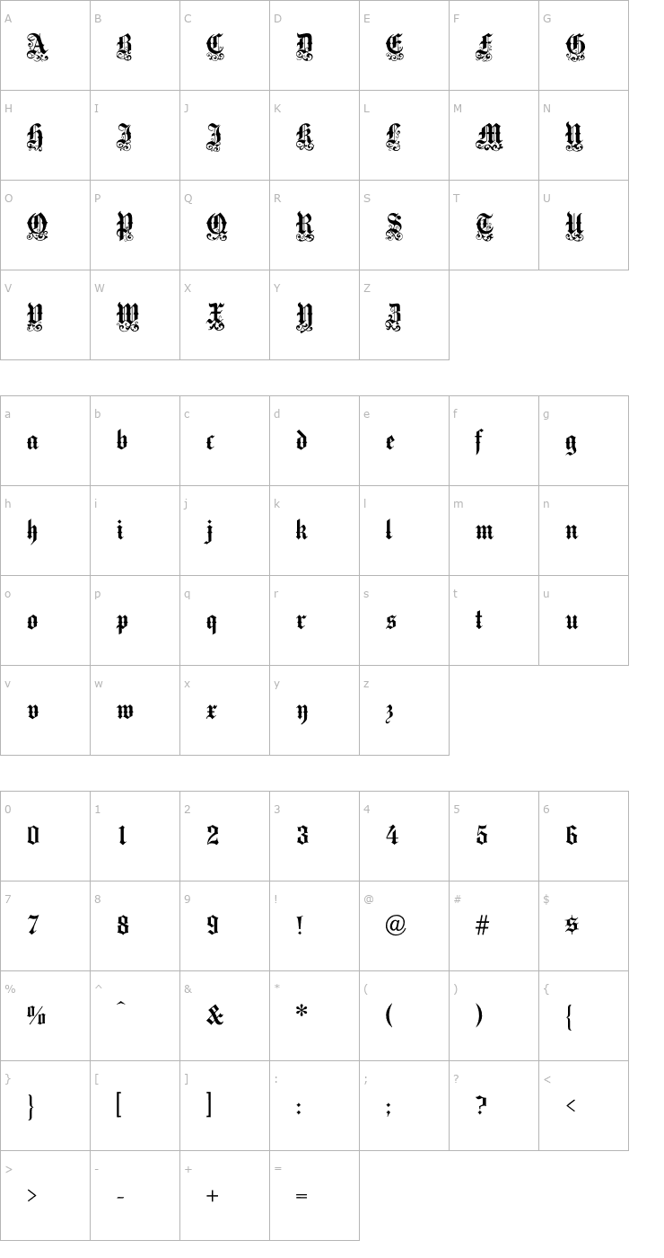 Character Map Medici Text OTF Font