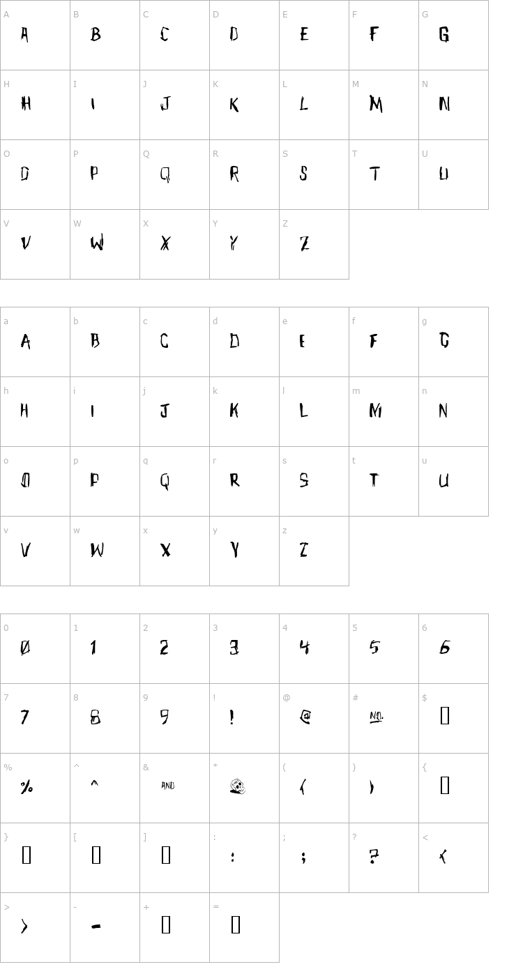 Character Map Meet John Henry Font