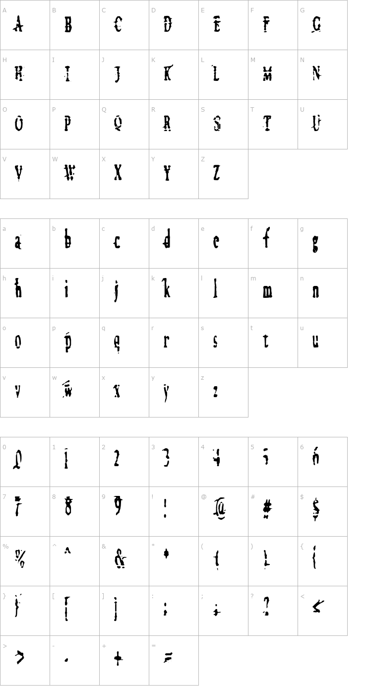 Character Map Megalomania X Font