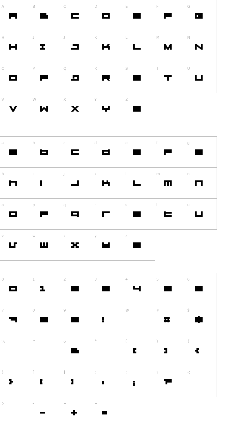 Character Map Megaton Extras Heavy Font