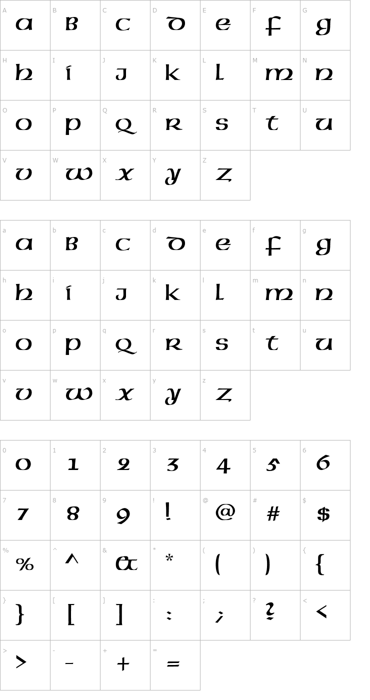 Character Map Megen Rus Font