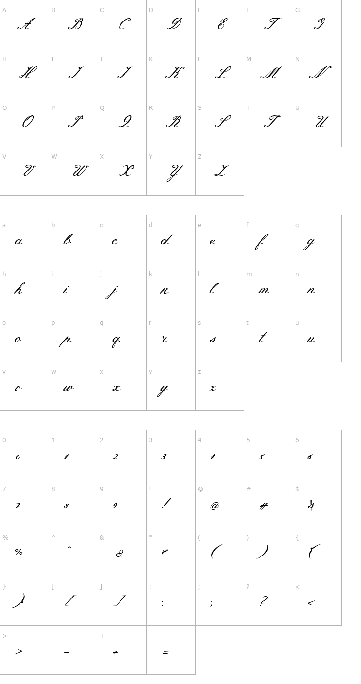 Character Map Meie Script Font