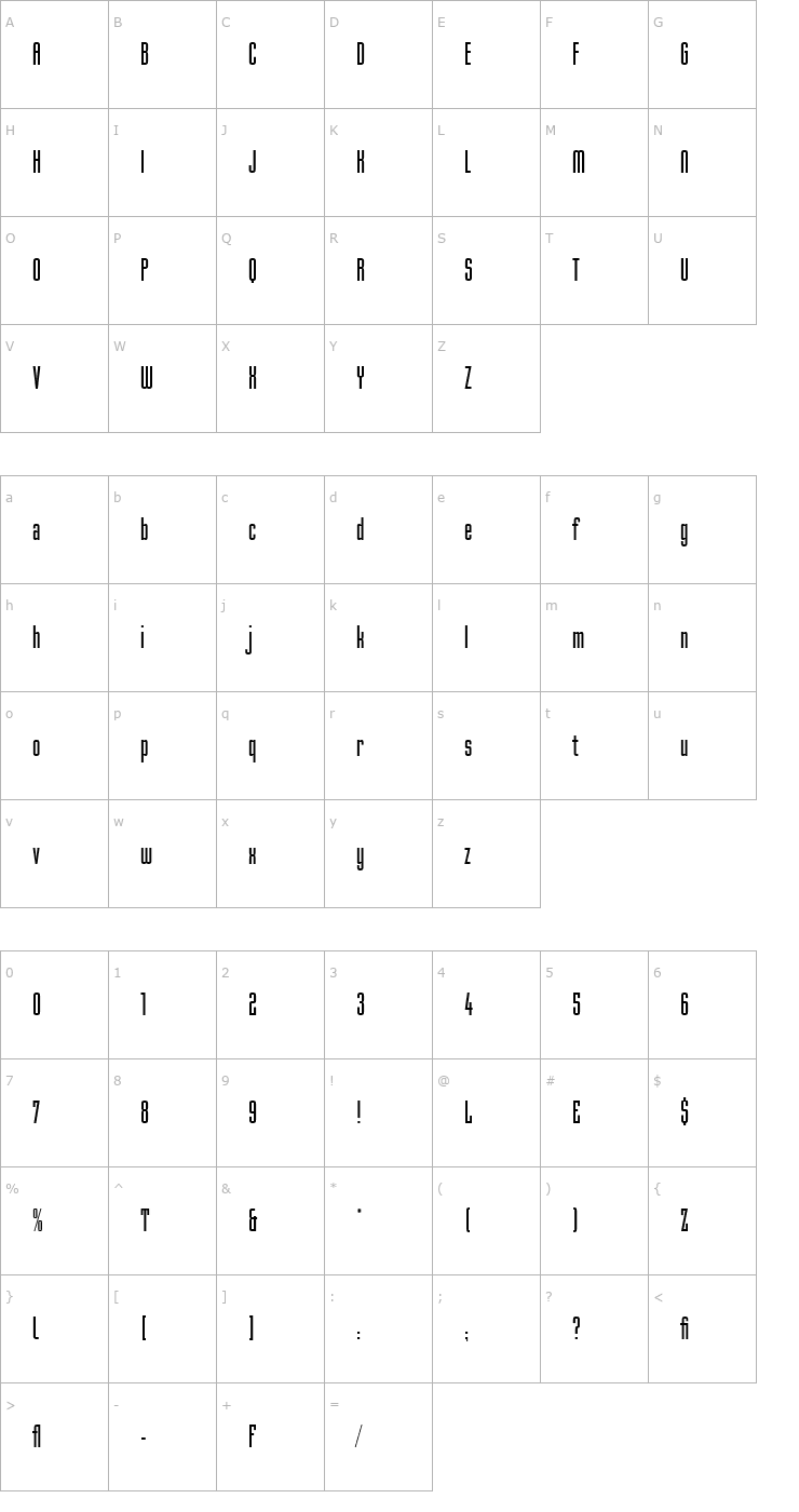 Character Map Mekanik LET Plain Font