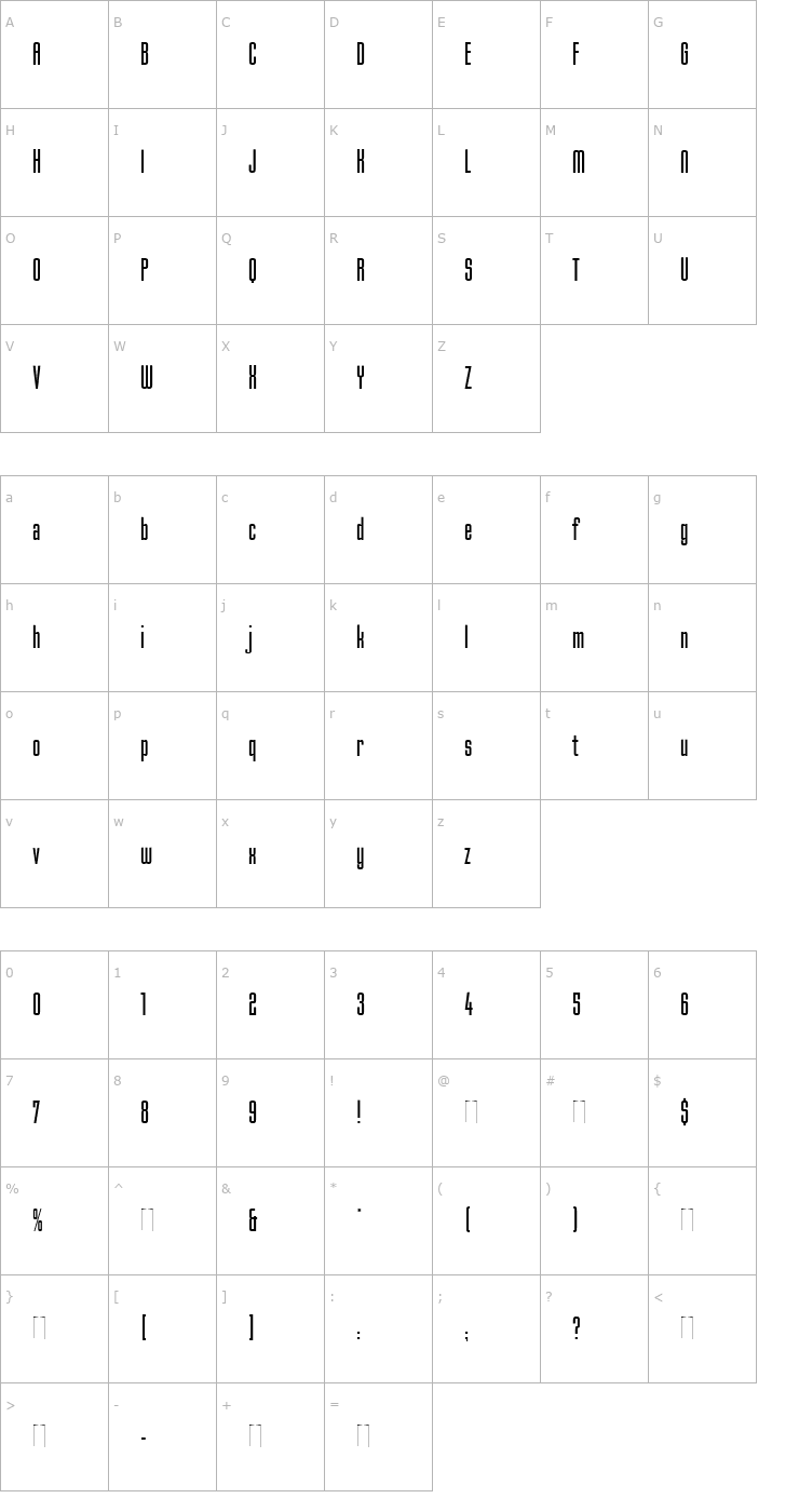 Character Map Mekanik Plain Font