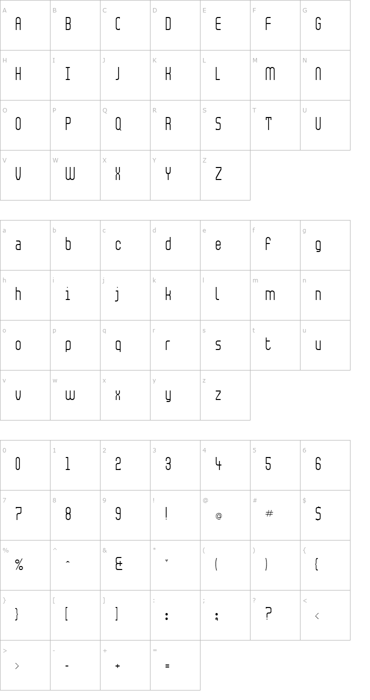 Character Map Mekanika Font