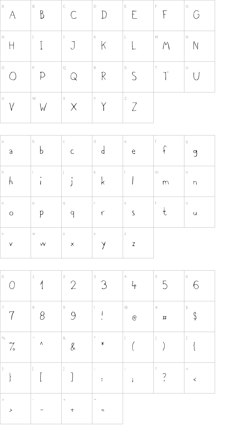 Character Map Melancholia Font