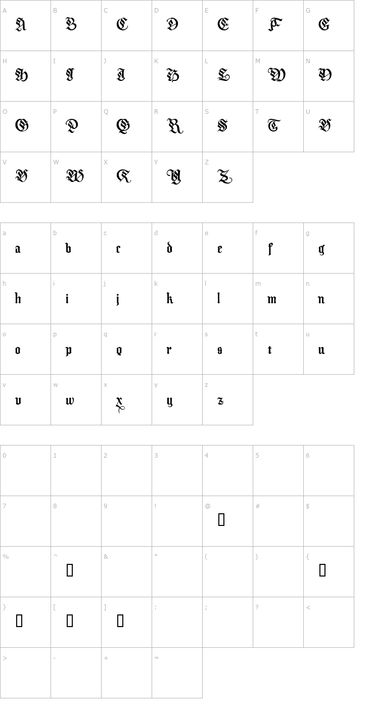Character Map Melcheburn Demo Font