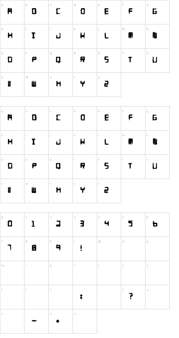 Character Map Melee Regular Font