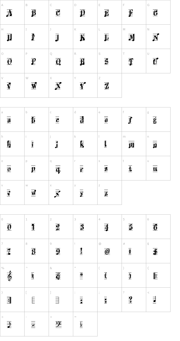 Character Map Melody Maker Font