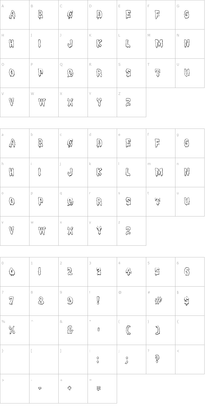 Character Map Meltdown MF Font