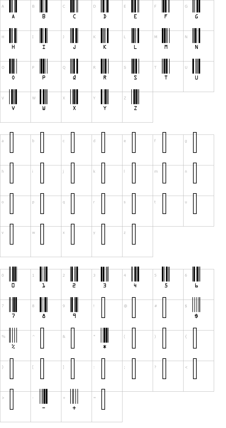 Character Map Meme Code 39 HR Font