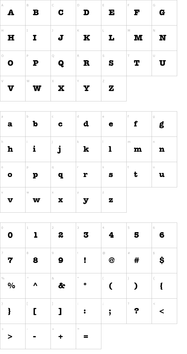 Character Map Memorandum Bold Font