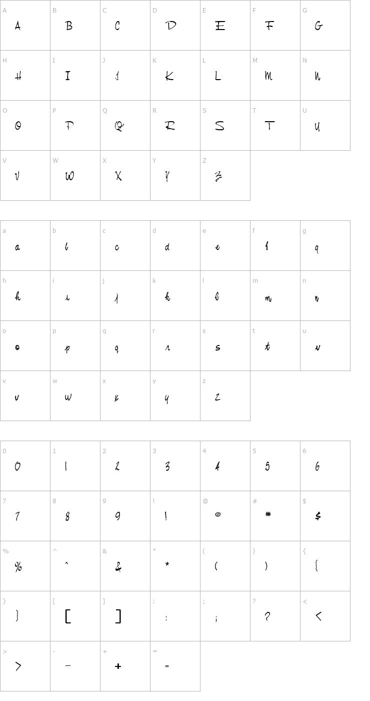 Character Map Memorandum Regular Font