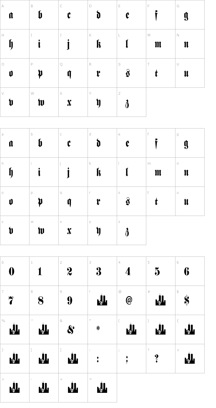 Character Map Memorial Day 911 Font