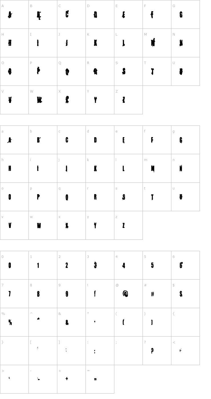 Character Map Memory Lapses Font