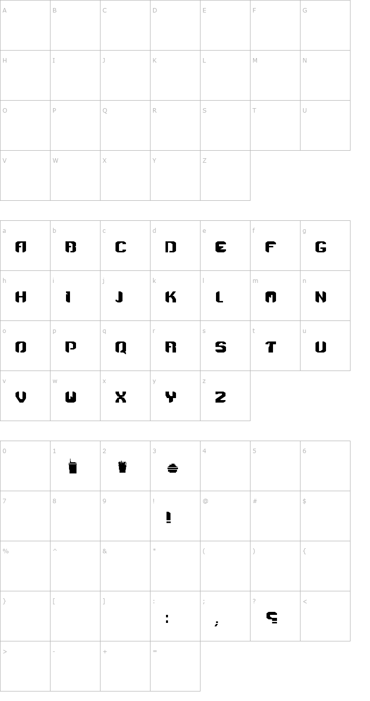 Character Map Menace Font